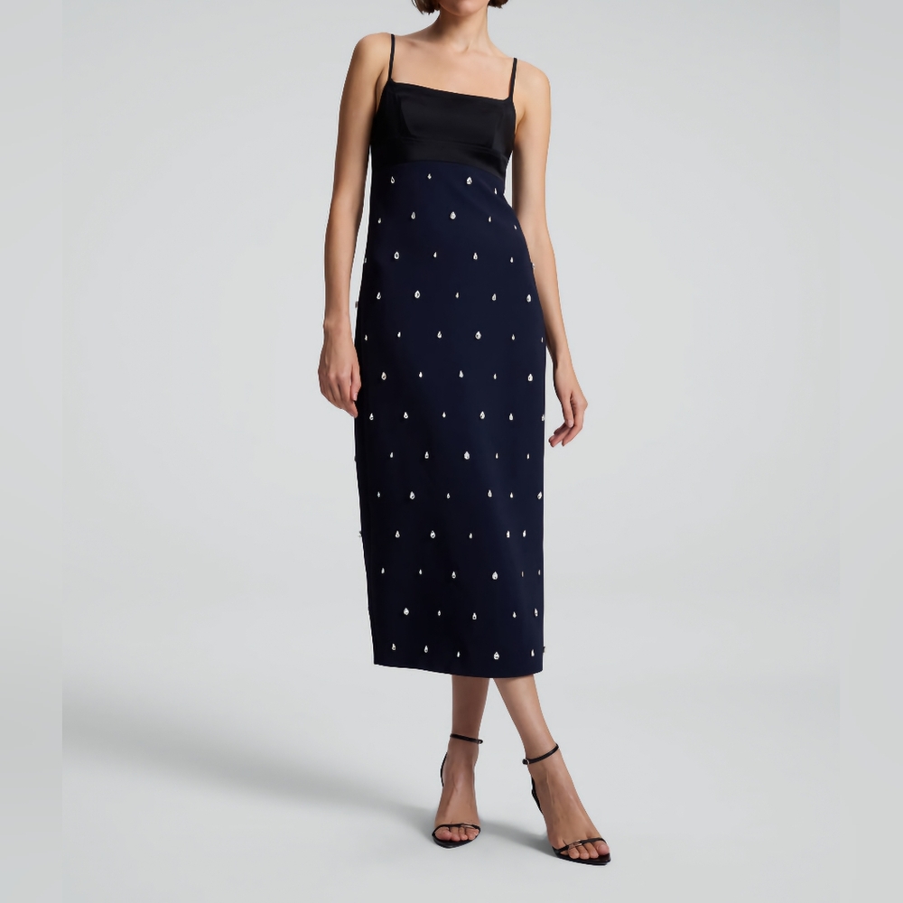 A.L.C. Alana Black and Navy Midi Dress